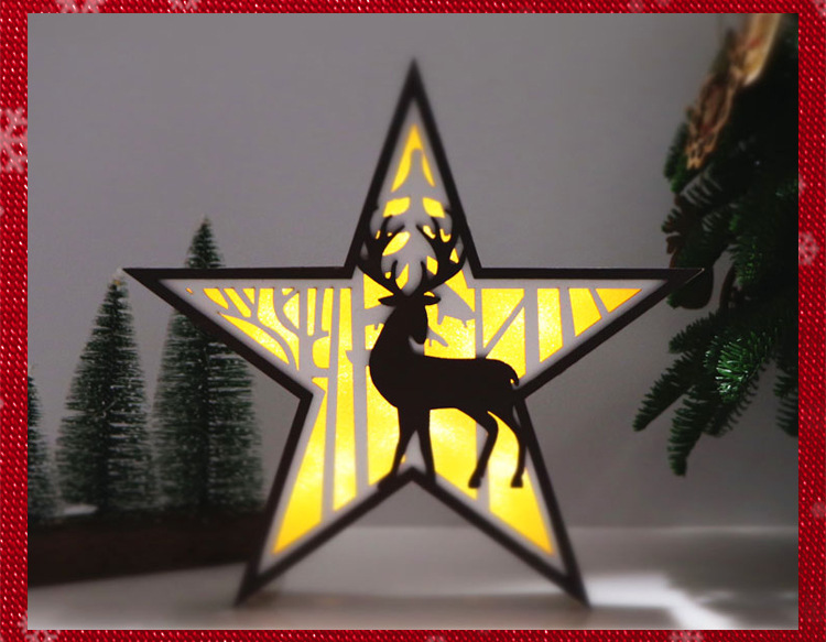 Creative Christmas decorative wood products, five-pointed star handcrafted wooden handicrafts, cross-border environmental atmosphere decorative lights pic 41