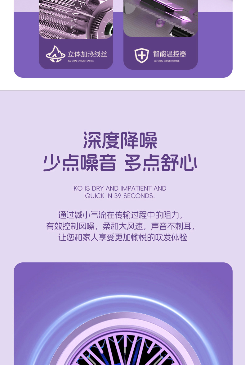 2024新款学生宿舍恒温小功率吹风机300W500W不伤发吹风筒批发跨境详情23
