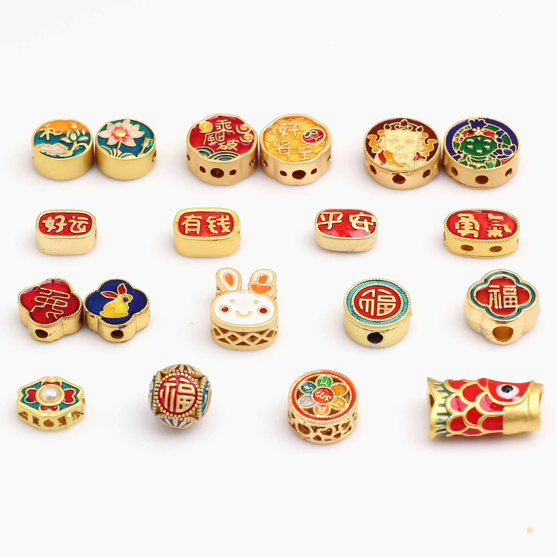 Oil-dripping, blue-fired beads, beaded, string-bead bracelet, sandgold accessory, diy accessory, ancient method gold material pic 3