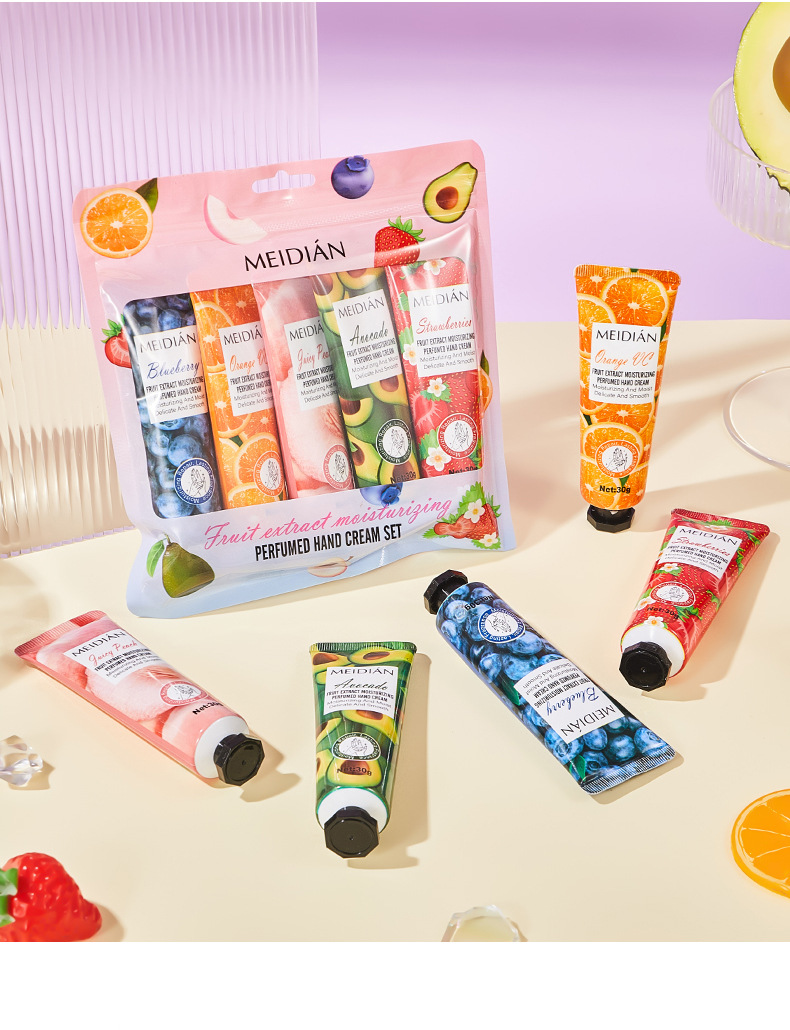 [versión en inglés de comercio exterior especial] crema de mano perfumada de frutas 5 bolsas conjunto de crema de mano al por mayor pic 19