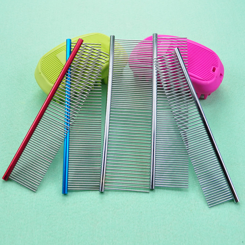 Pet comb, stainless steel row comb, dog grooming row comb, pet straight row grooming steel comb, single row sparse density comb pic 8