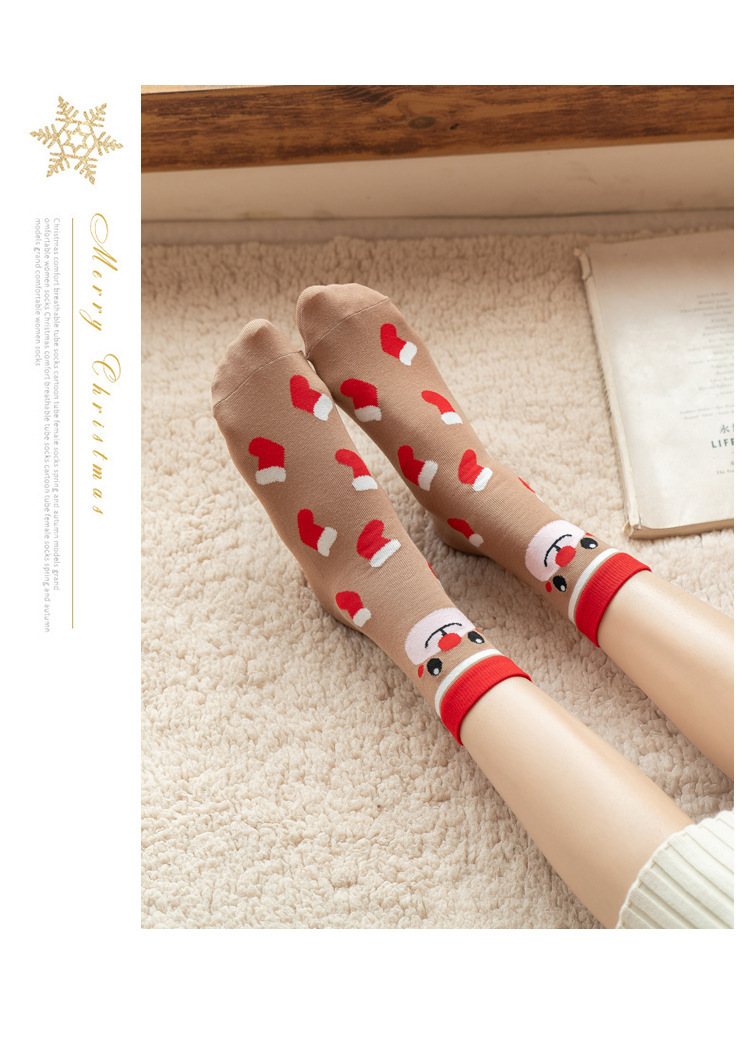 Cross-border best-selling Christmas socks, trendy mid-calf socks from Europe and America, creative cartoon design cotton socks for autumn and winter pic 9