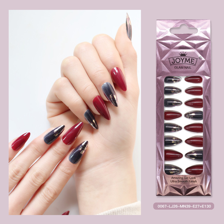 Long pointed false nails, wearable nail pads, finished nail pads, teardrop almond nail pads, nail patches, cross-border from Europe and America, 24 pieces pic 18