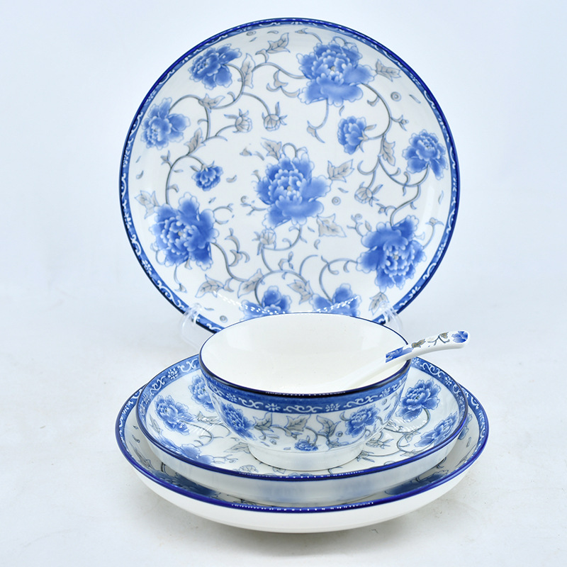 Wholesale of complete sets of bowls, plates and plates, 16-head blue and white ceramic bowl and plate sets, wholesale of restaurant and household plates and bowls in large quantities pic 3