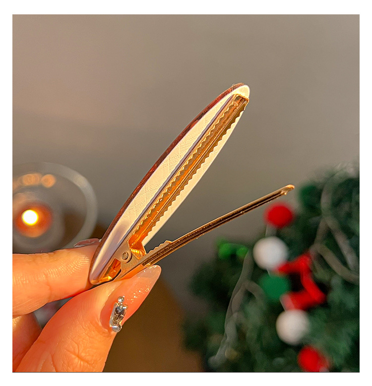 圣诞节格纹发夹可爱姜饼人刘海夹发卡少女心边夹儿童鸭嘴夹发饰详情10