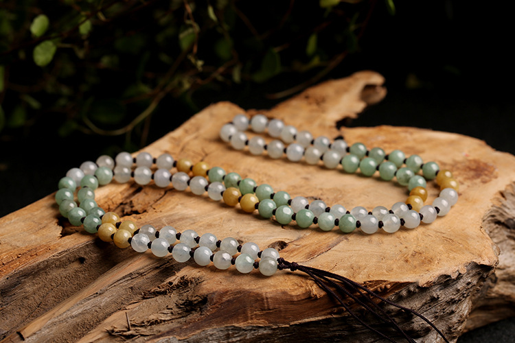 Natural premium jadeite A-grade round beads 5mm woven necklace rope round bead pendant hanging rope jadeite bead chain pic 11