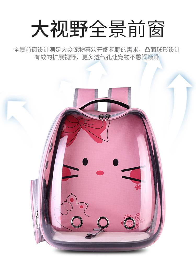 New transparent backpack, pet bag, cartoon portable space capsule, cat bag, dog breathable shopping backpack pic 4