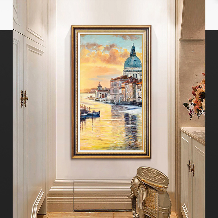 American-style entrance foyer hanging paintings, modern art, European-style vertical corridor and passageway decorative paintings, grand murals, large size pic 12