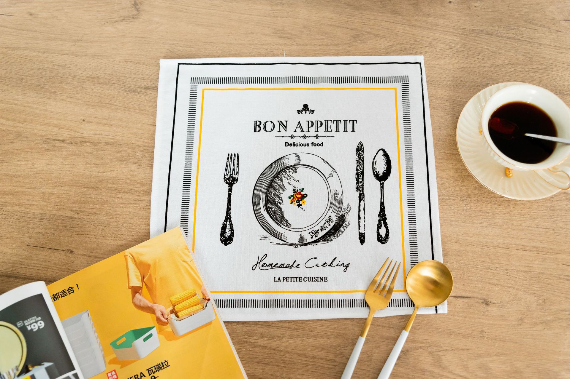 Nordic-style tea towels, placemats, cotton and linen fabric napkins, square home anti-slip napkins, cross-border food background cloth pic 47