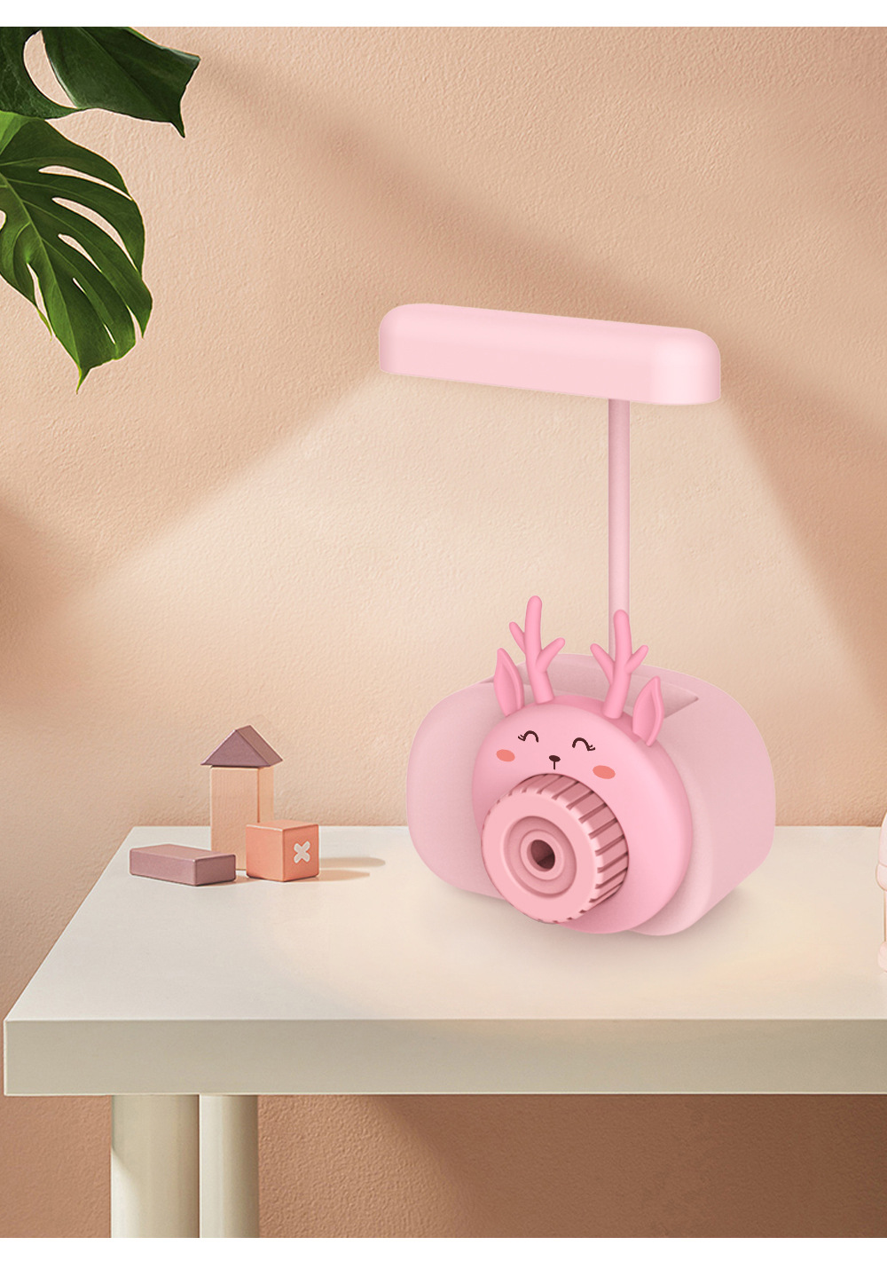 开学季卡通老虎青蛙笔筒台灯铅笔削相机台灯削笔刀夜灯USB充电儿童LED夜灯详情3