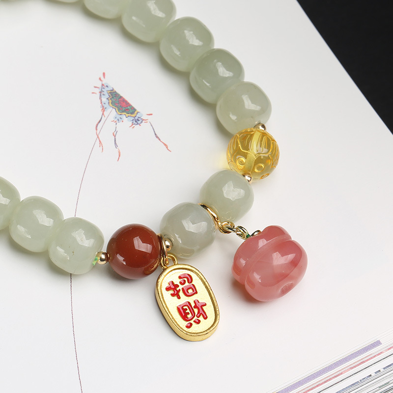 Wholesale of natural Hetian jade bracelets, Yanyuan agate persimmon vintage niche jewelry and jade bracelets pic 9
