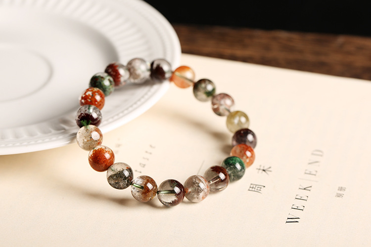 Natural raw mineral green ghost bracelet, color Ghost single-loop bracelet, about 9-10mm, crystal transparent treasure basin pic 4