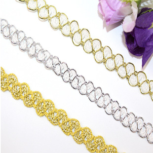 厂家批发财艺金银丝花边 服装辅料舞台桌布金色花边 窗帘亮片花边详情2