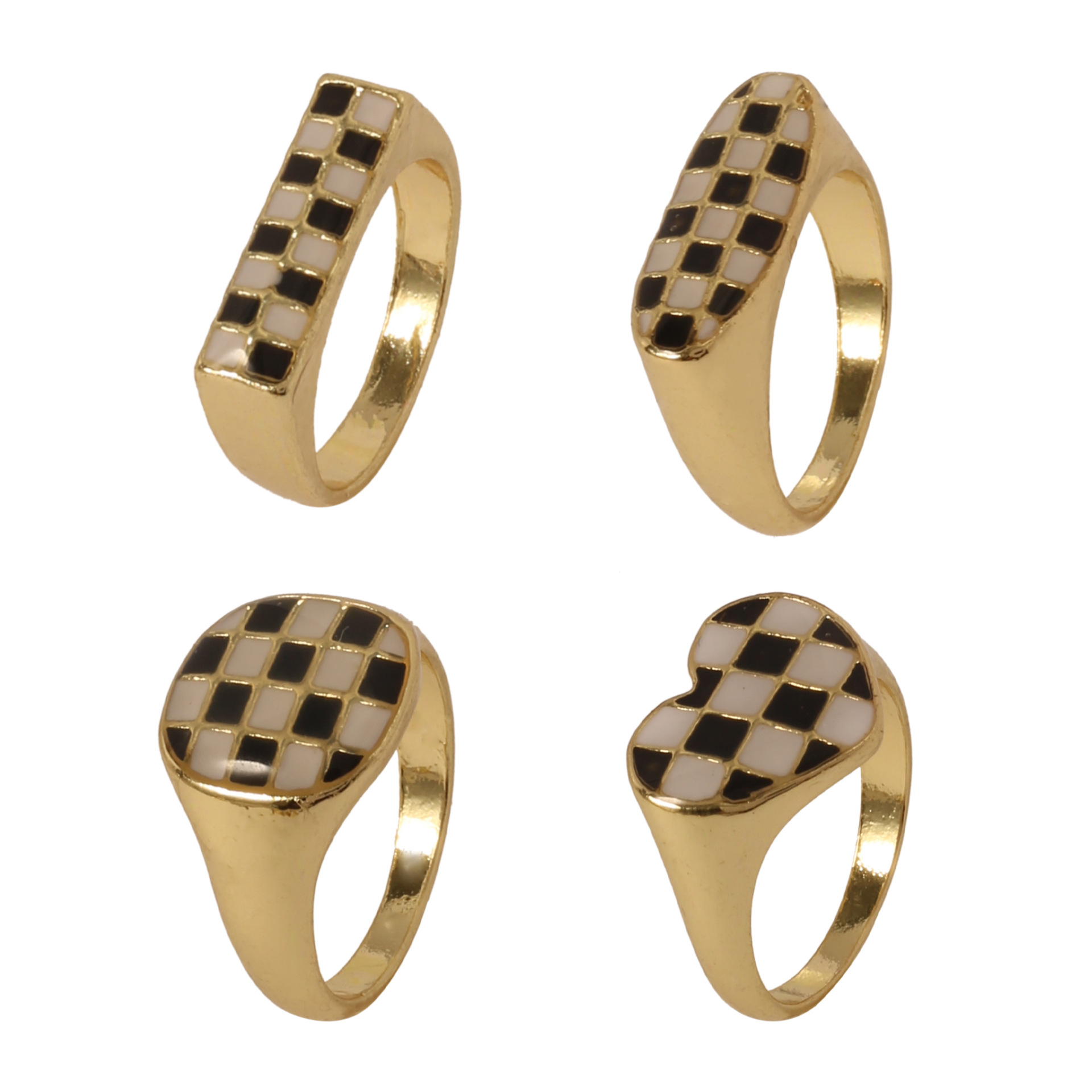 A niche checkerboard pattern ring for women with a Faoulang design sense, an oil-dripping and personalized open ring for men, factory direct sales pic 5