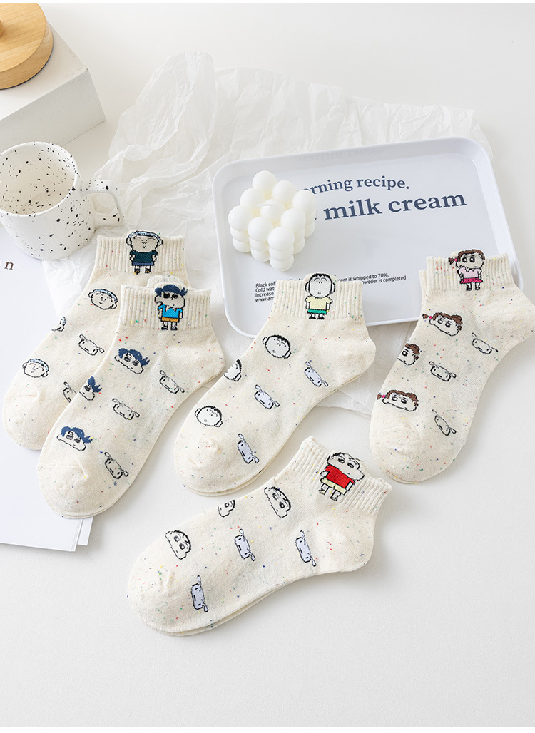 卡通袜子女春夏季短筒可爱动漫ins潮点子纱船袜日系百搭运动棉袜详情10