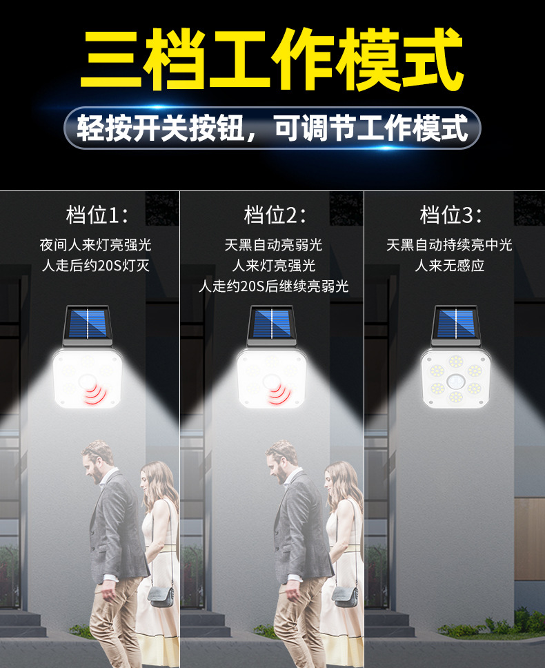 The new integrated 32LED solar wall lamp can rotate 180 degrees and is a human-sensing outdoor courtyard lighting lamp pic 5
