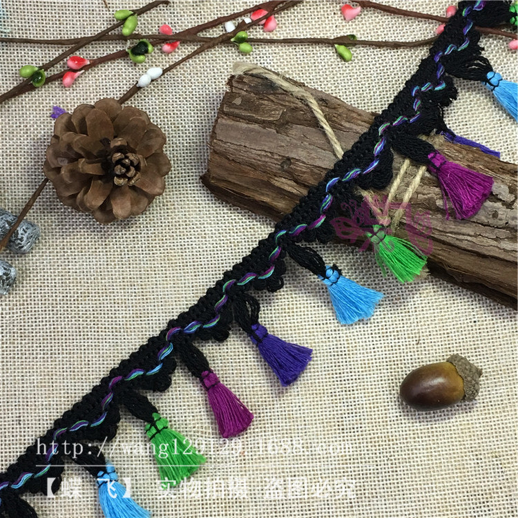 Factory B50 Colorful three-flower flowered tassel broom lace four-color broom DIY handmade clothing accessories lace webbing pic 27