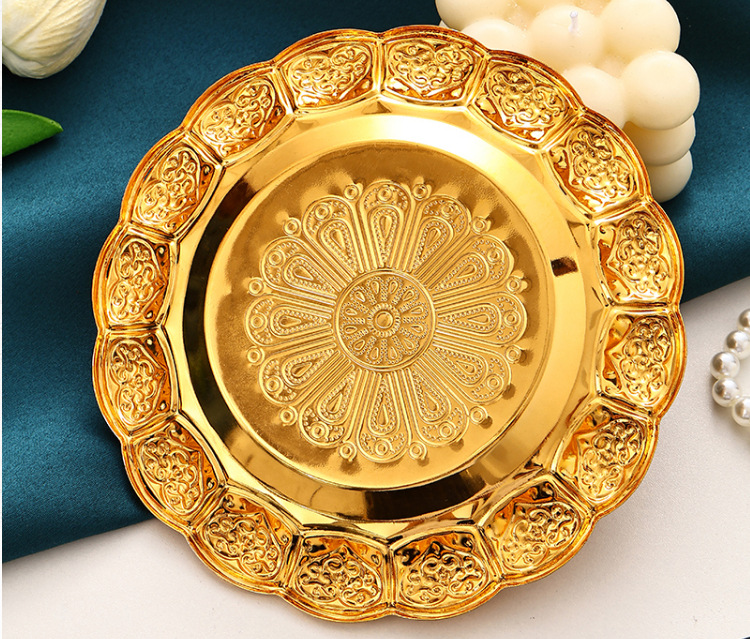 铁艺果盘家用客厅零食收纳盘高级饰品珠宝摆放盘子金色蛋糕甜品盘详情10