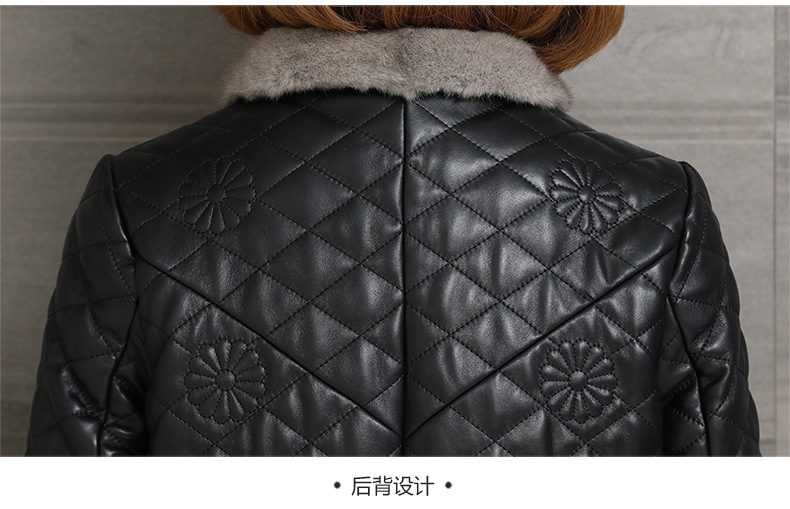 Autumn and winter genuine leather jacket for women, long mink collar sheepskin jacket with cotton, Korean-style coat pic 15