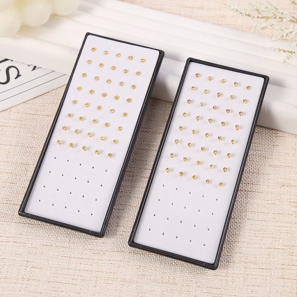 Cross-border stainless steel nose stud, straight rod, diamond-encrusted, gold and silver, colorful five-star plum blossom box, nose ring Type I, wearing pungent jewelry pic 6