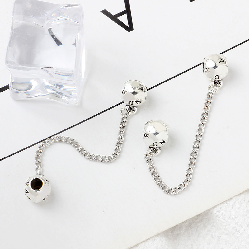 跨境新款diy小老鼠爱心安全链 合金镶钻大孔串珠手链饰品配件批发详情10