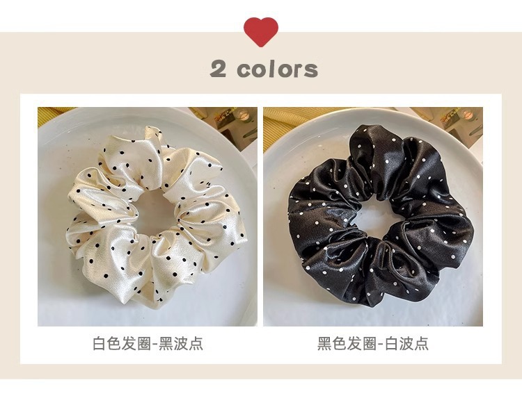 Korean-style polka dot large intestine hair band, a new versatile and popular hair tie for women, a high-end hair tie and hair accessory pic 1