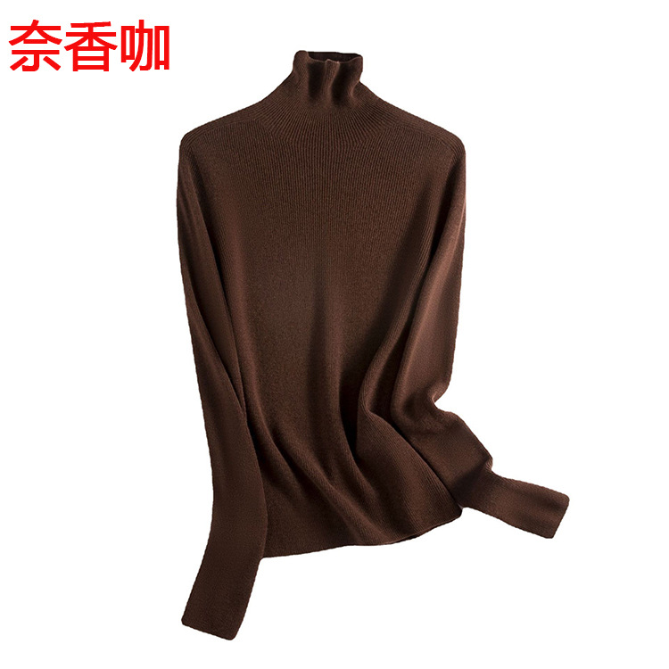 A new high-neck knitted sweater for women in the autumn of 2024, paired with a solid color seamless one-piece base layer of wool sweater pic 17
