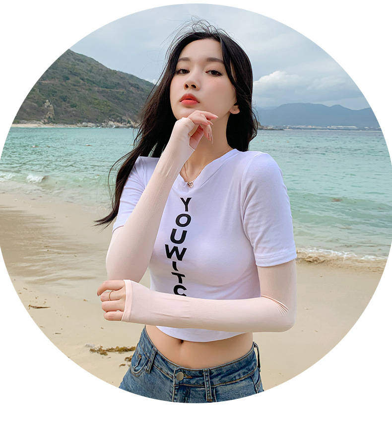 批发冰丝袖防晒袖套夏天男女士手套休闲旅游登山钓鱼健身打球冰袖详情8