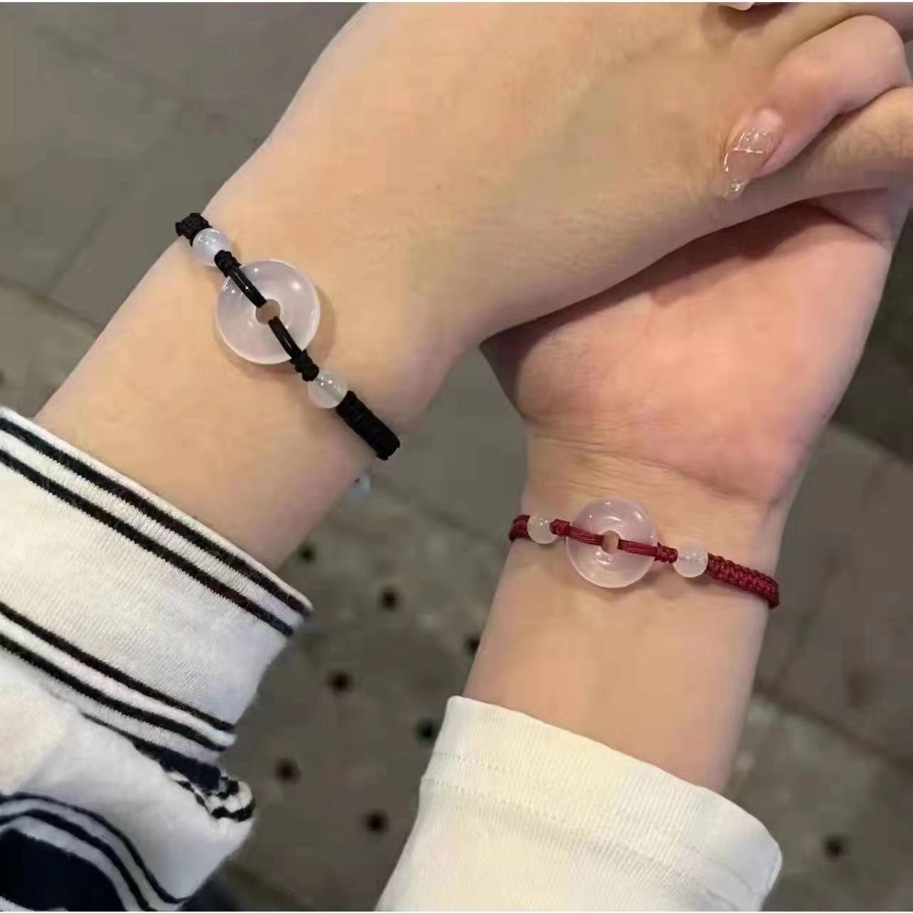 富霞玛瑙玉髓平安扣编织手链女本命年情侣红绳手链手绳学生手串闺蜜                            款详情2