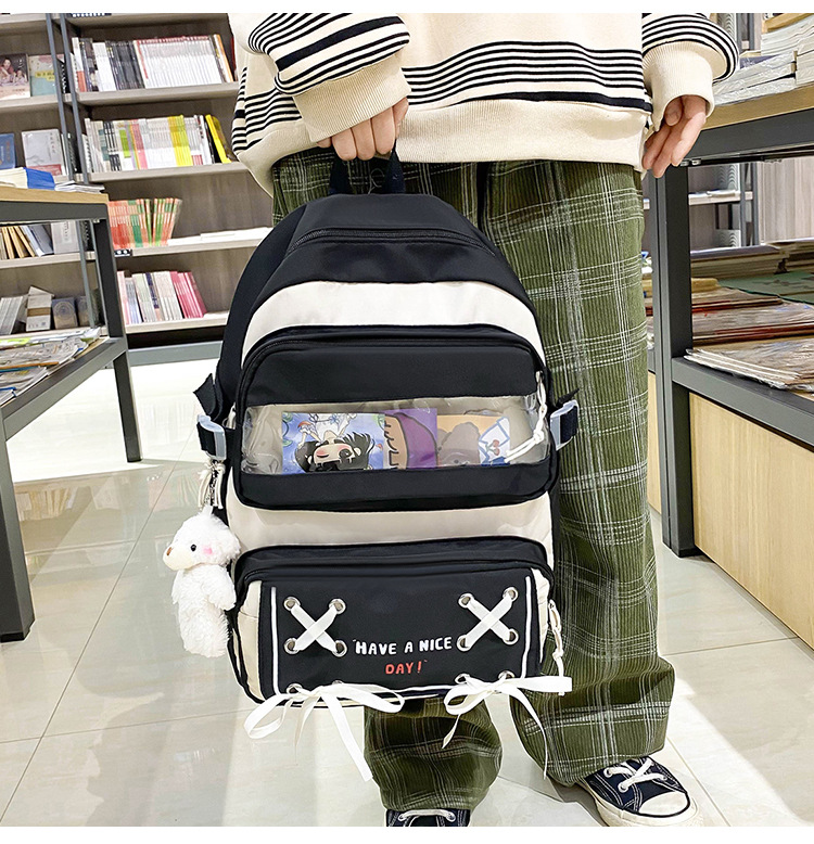 New student schoolbag, Japanese-style cute and fresh girl backpack, large capacity for junior high school students, trendy backpack for primary school boys pic 11
