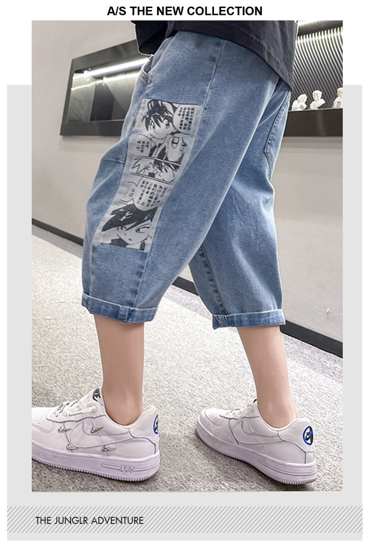 The 2022 new summer loose and stylish cotton capri shorts for boys are a trend of casual summer pants for middle-aged children pic 126