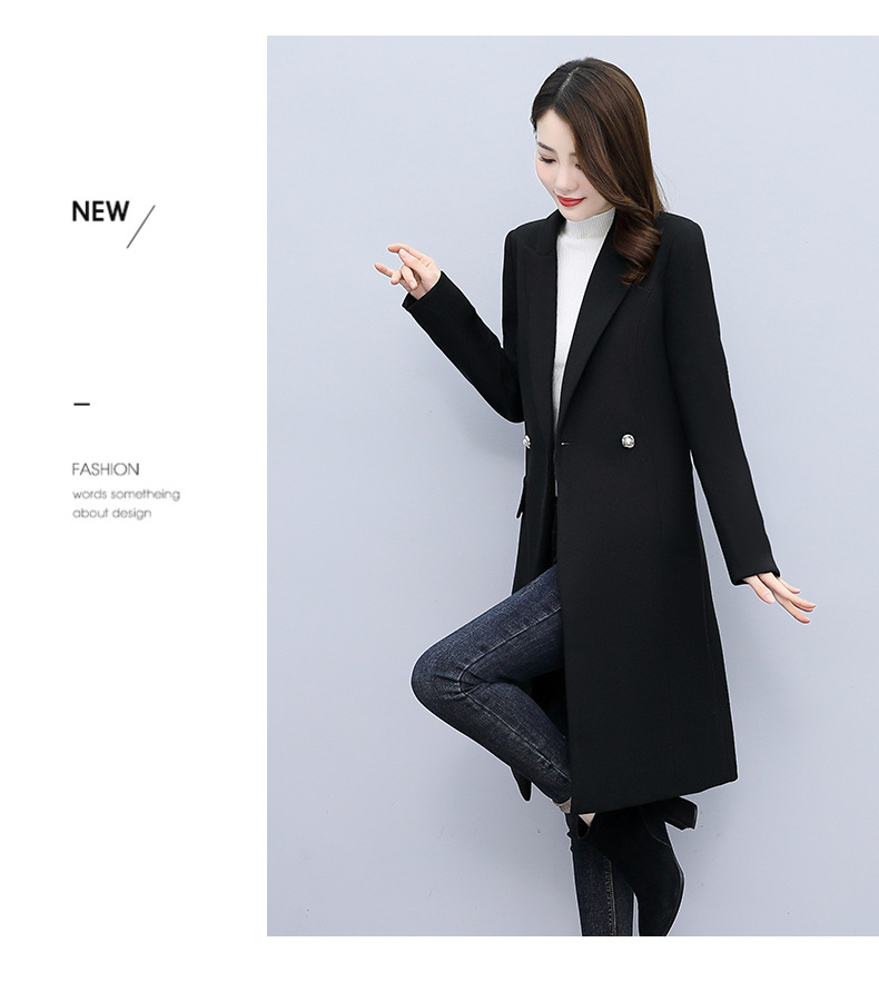 High-end woolen coat for women, mid-length, 2021 autumn/winter new style, fashionable and elegant, a slimming and form-fitting woolen coat for socialite pic 13