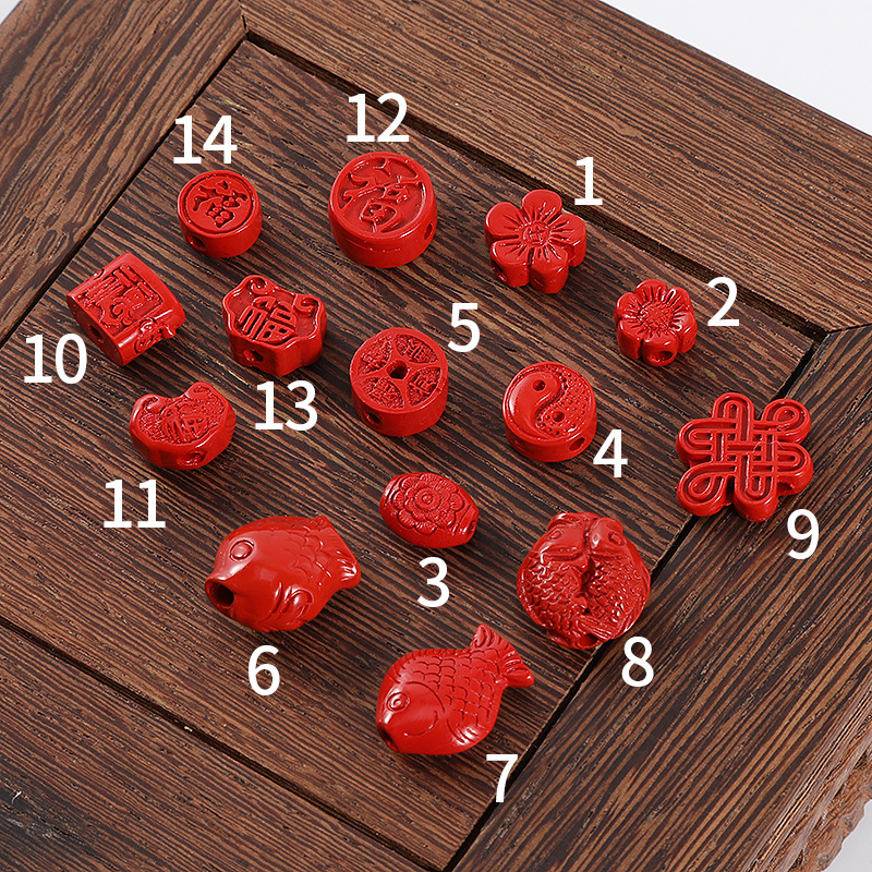 High-content cinnabar bracelet accessories, natural red sand bracelet accessories, diy hand-woven beaded necklace rope, single piece pic 2
