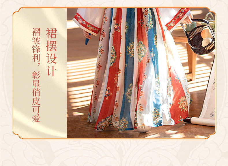 国潮汉服女童夏季新款原创唐装刺绣襦裙女孩幼儿园演出超仙连衣裙批发详情9