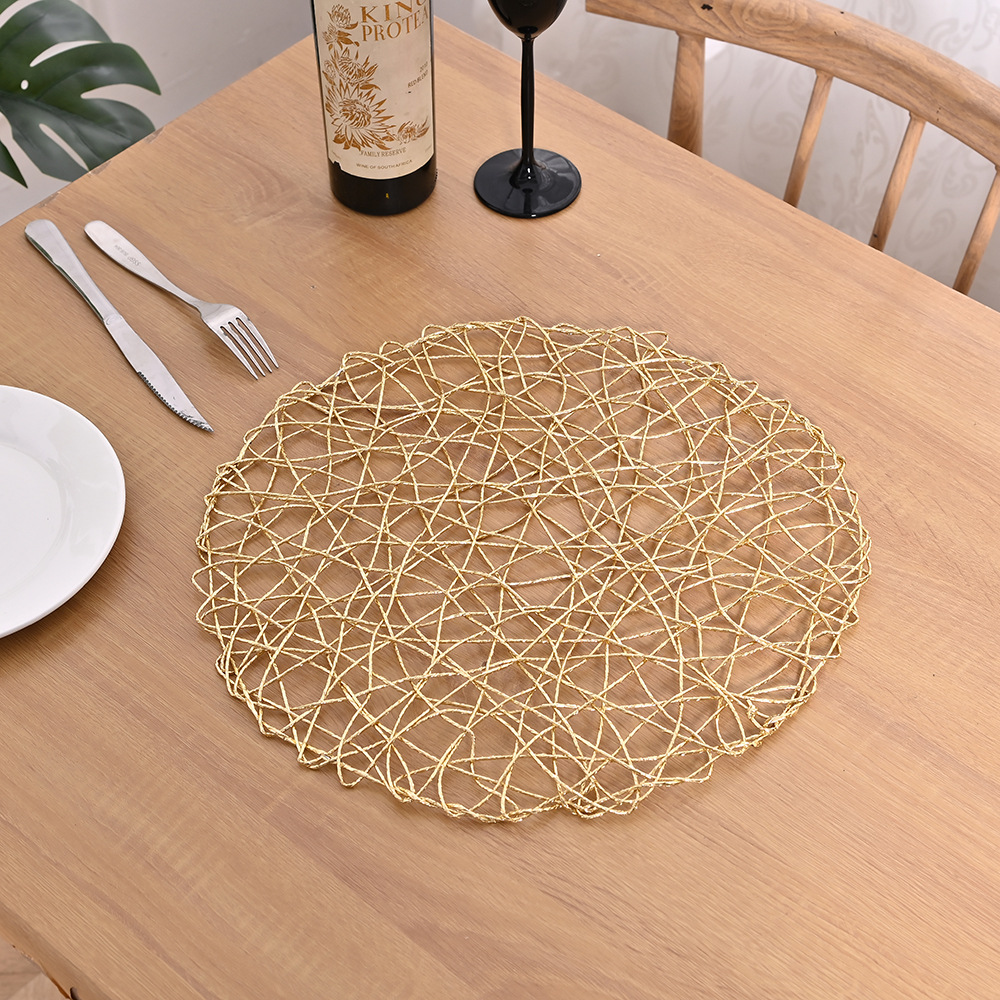 Wholesale of Nordic minimalist placemats, heat-insulating table MATS, wire woven household Western food bowl and plate MATS, round plates and teacup MATS pic 6