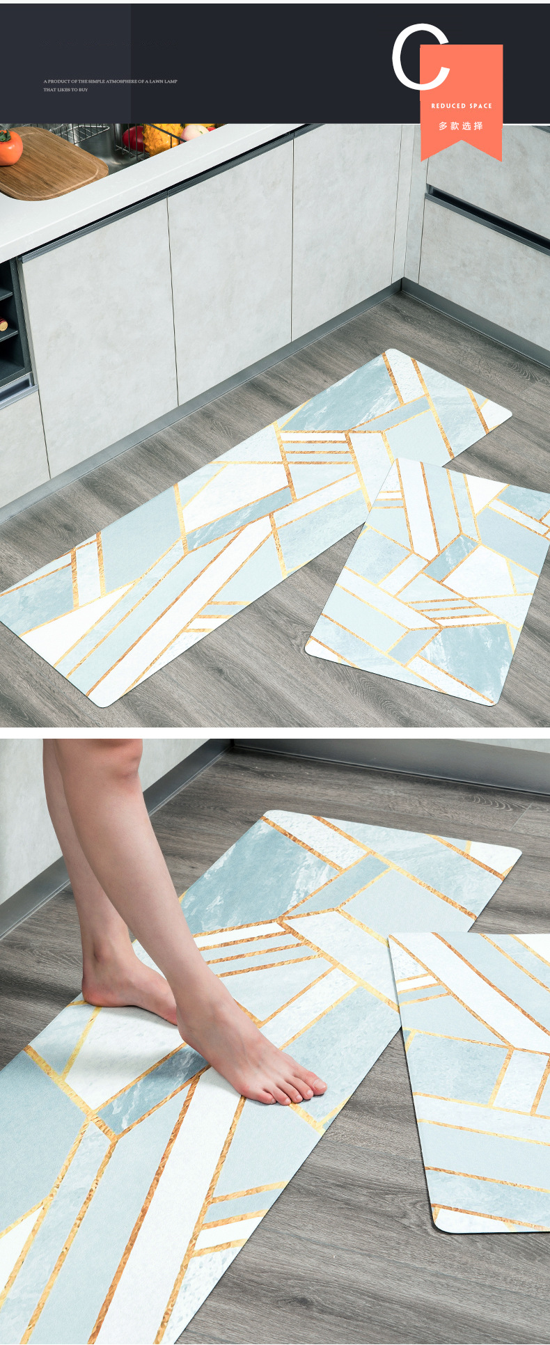 PVC kitchenware floor mat, water-absorbing, oil-absorbing, anti-slip, dirt-resistant, household washable mat, long strip full carpet pic 8