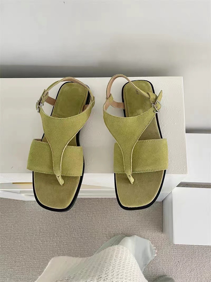 小众设计感真皮平底凉鞋女2024夏新款复古百搭扣带夹脚罗马沙滩鞋详情4