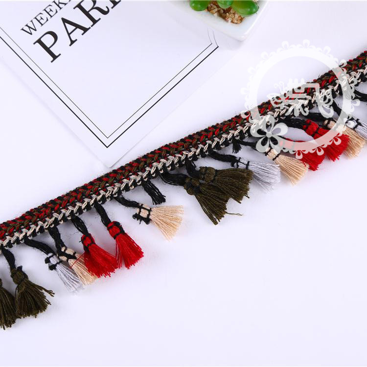 民族风蜈蚣边彩色流苏扫把花边DIY帽子围巾窗帘服装辅料花边现货织带详情10