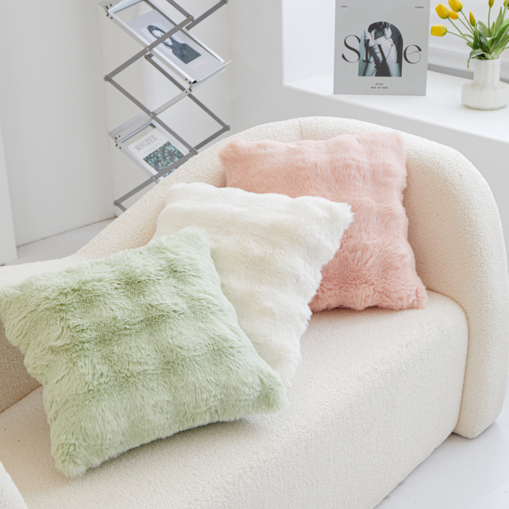 泡泡绒毛绒靠垫套居家沙发现代简约仿兔毛抱枕套卧室床头装饰抱枕详情15