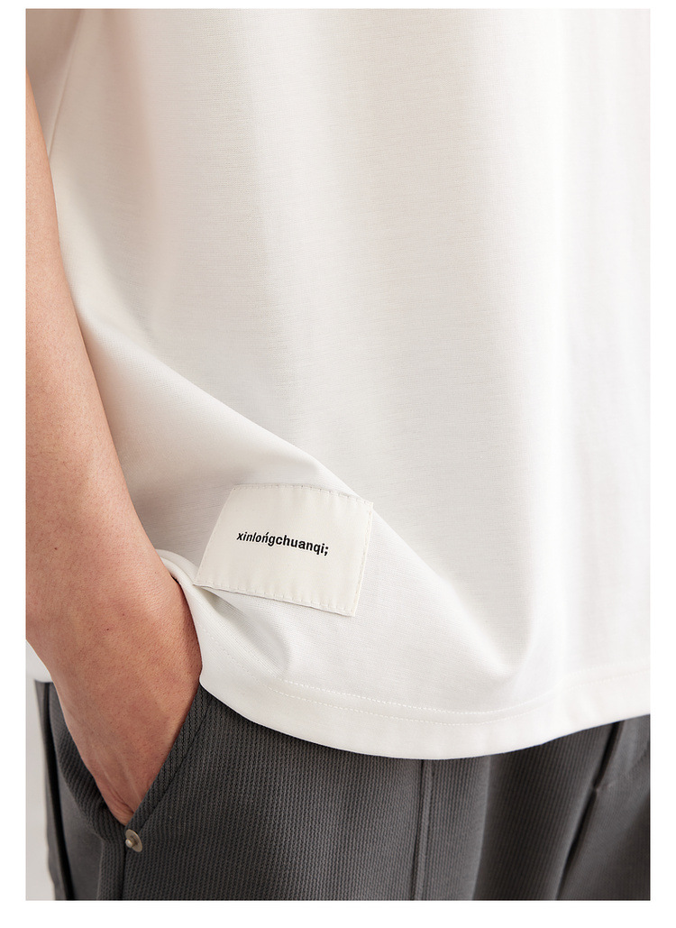 Quick-drying ice silk cotton simple letter print short-sleeved T-shirt for men 2024 summer slightly loose silk gloss half-sleeved T-shirt pic 33