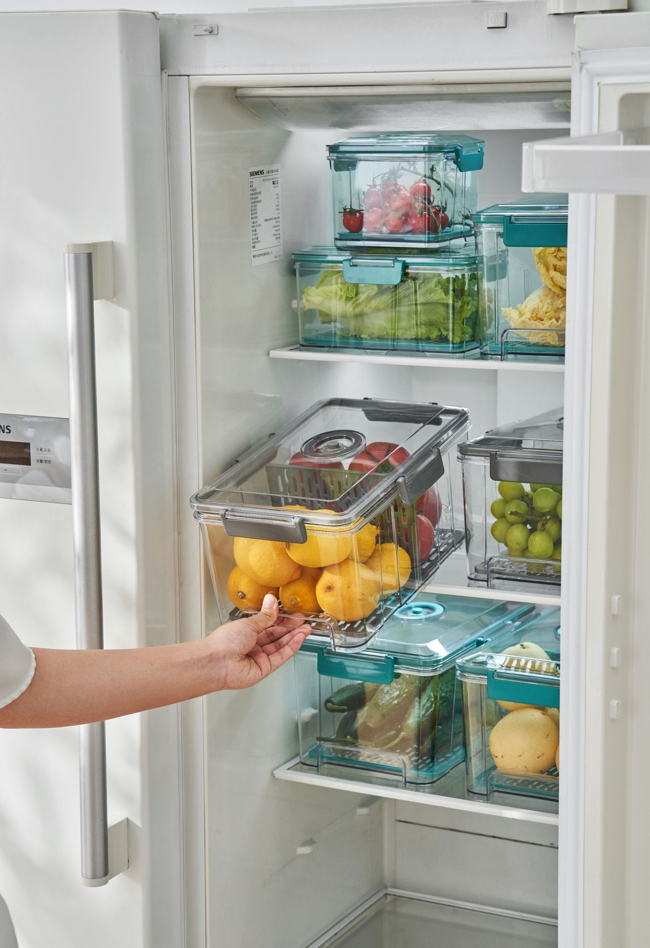 家用抽真空保鲜收纳盒食品密封透明沥水罐厨房冰箱冷冻收纳储物盒详情1