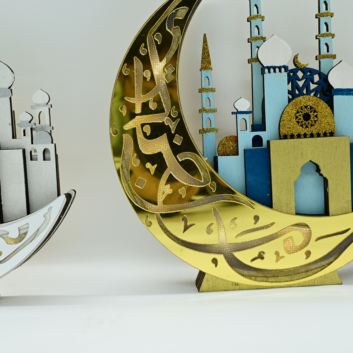 新款穆斯林LED立体木质城堡摆件 伊斯兰古尔邦节装饰品摆饰详情14