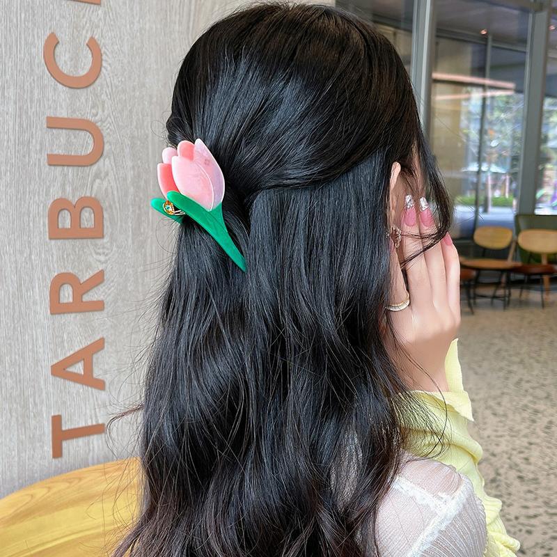 让郁金香长在头上~时髦设计感发夹花朵抓夹个性发夹鲨鱼夹发饰潮详情3