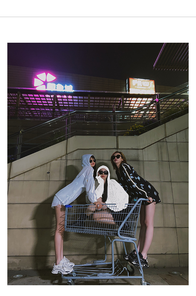 李婉君宽松连帽镂空针织衫女2020夏季薄款星辰反光蹦迪上衣长袖衫详情18