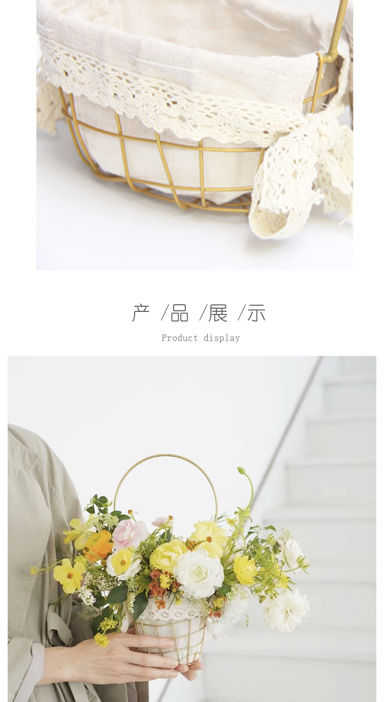 Ironwork hand-held baskets, gift baskets, flower arrangement baskets, woven storage baskets, decorative festival hand-woven baskets pic 6