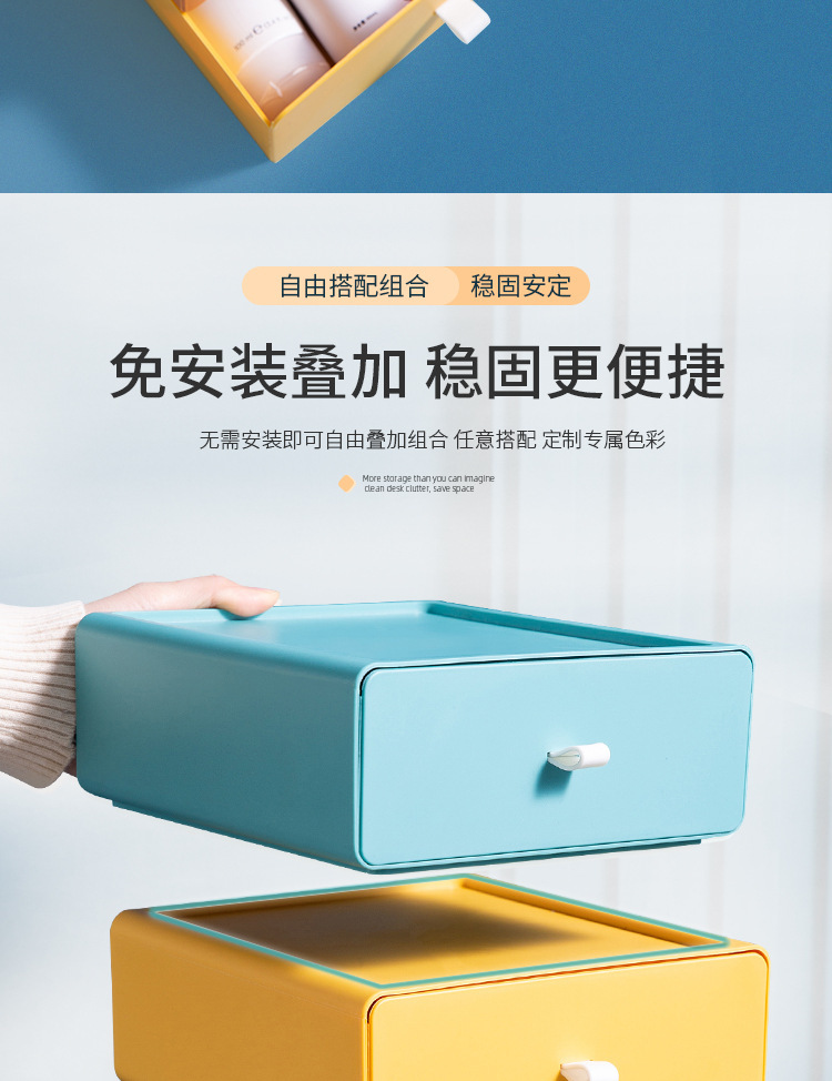 Desktop cosmetics storage box, student desk stationery storage box, office organizing drawer-type storage rack wholesale 0750 pic 4