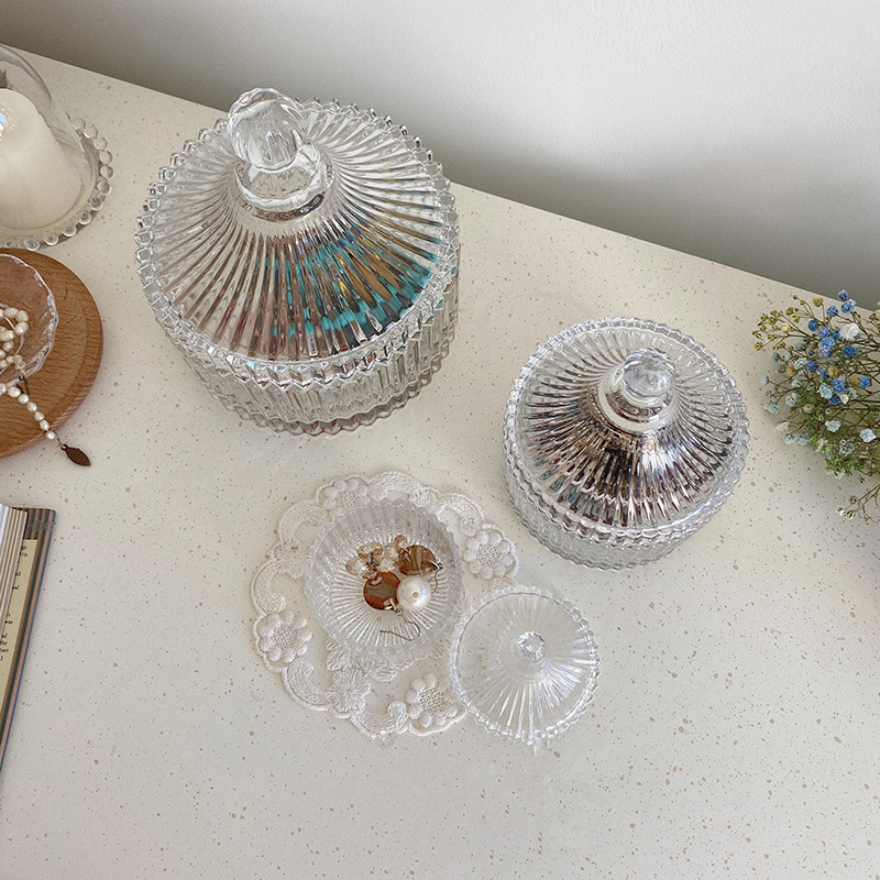 透明玻璃糖缸收纳罐糖果罐婚庆罐蜡玻璃缸带盖玻璃器皿现货批发详情4