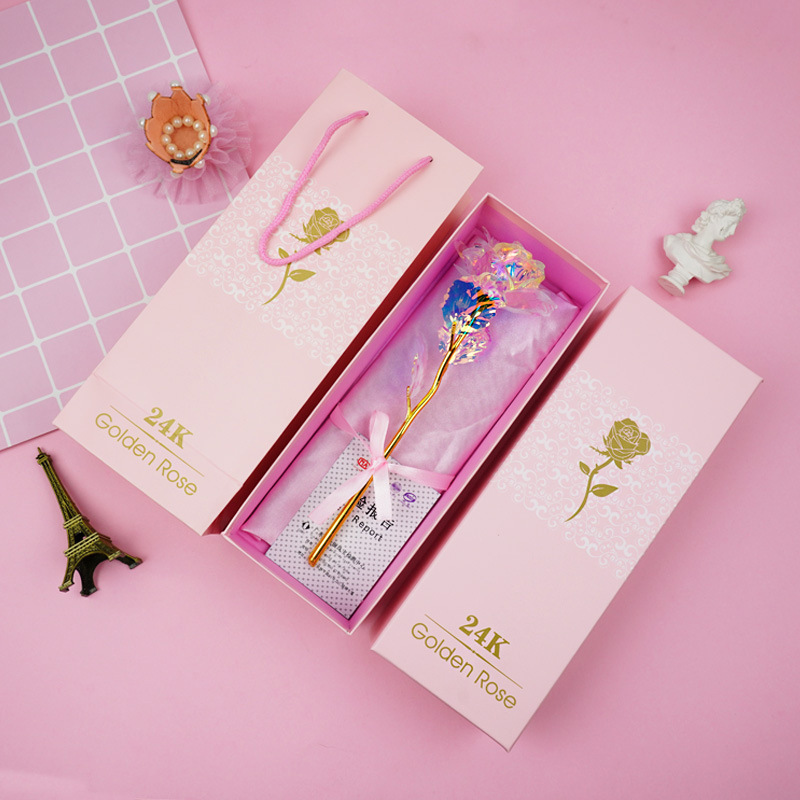 情人节24K彩金金箔玫瑰康乃馨 圣诞节玫瑰带礼盒活动赠品批发母亲节礼品详情10