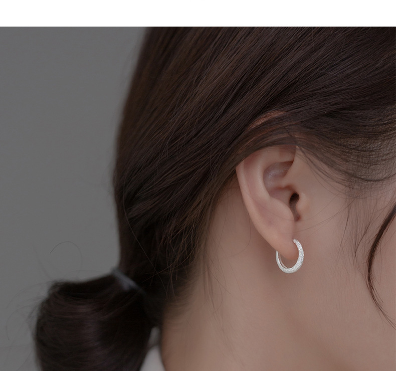 Nalan S925 Silver Matte Series Full Sky Star Girlish Heart Ear Buckle, Elegant summer earrings for Women M02477 pic 8