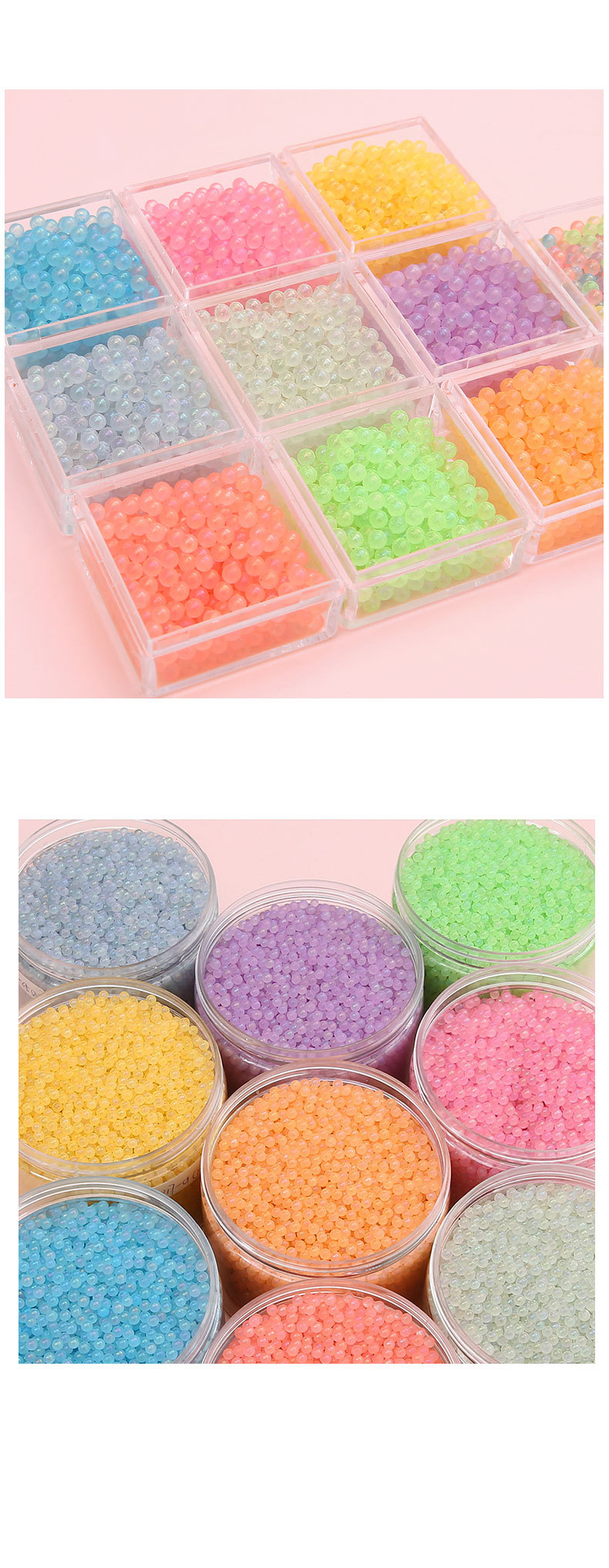 A-grade luminous glass without holes, color-coated rice beads, bubble beads, diy handcrafted resin filling bubble bead phone case accessories pic 5